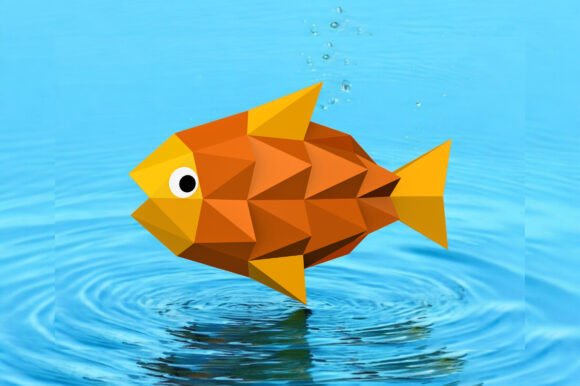 3D Papercraft Fish: SVG Shapes for Brand Visuals