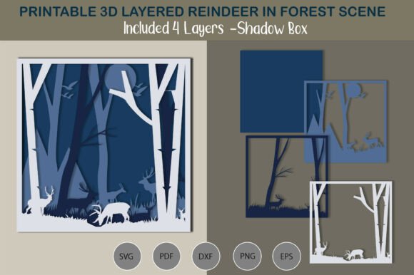3D SVG Review: Reindeer Forest Shadow Box Asset