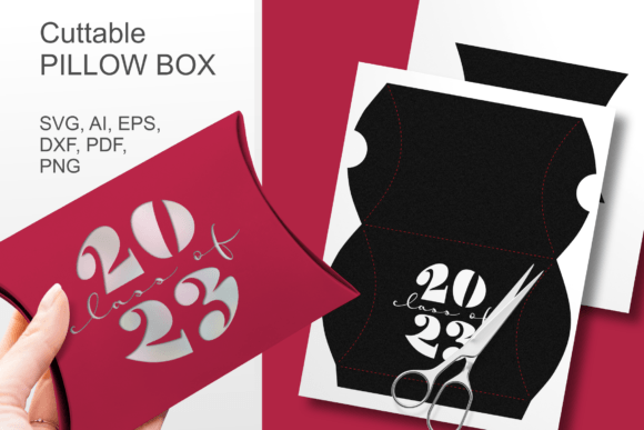 Class of 2023 Pillow Box Template SVG: 3D Gift Boxes