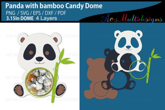 Cute Panda with Bamboo Candy Dome 3D SVG Asset