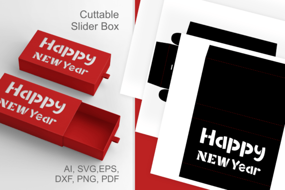 Happy New Year 3D SVG: Winter Cutout Box