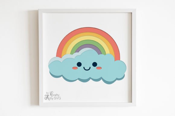Rainbow Happy Cloud 3D Shadow Box SVG Review