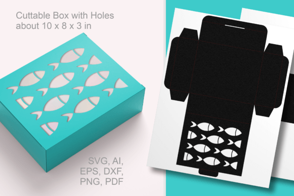 Small Fish Holes Rectangular Favor Box: 3D SVG Gift Boxes