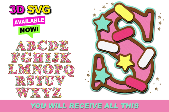 Sprinkles Alphabet 3D SVG: Playful Shapes for Crafters