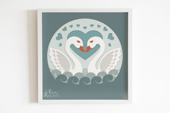 Swan Couple Love Birds SVG for Laser Cutting Shadow Boxes